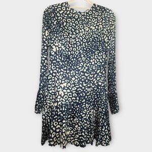 EUC Alexis Blue and Cream Leopard/Chetah Print Long Sleeve Dress | Medium
